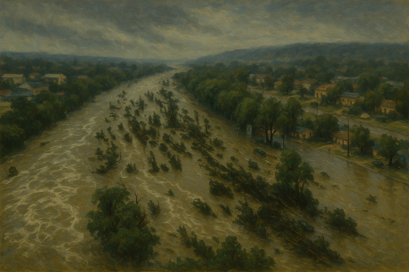 Photo of major flooding in a city street